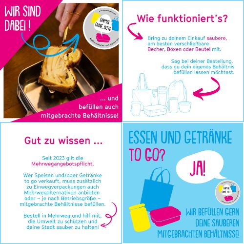 Vorschaubild der Vorlagen von „Einmal ohne, bitte“ zur Verwendung in Social-Media-Beiträgen von Betrieben