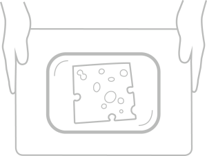 Illustration eines Tabletts mit befülltem Behältnis darauf