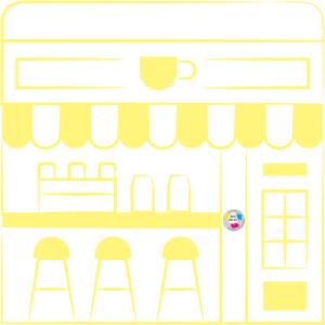 Umriss eines kleineren Gastronomiebetriebs in Gelb