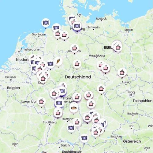 Screenshot der Deutschlandkarte mit teilnehmenden Geschäften