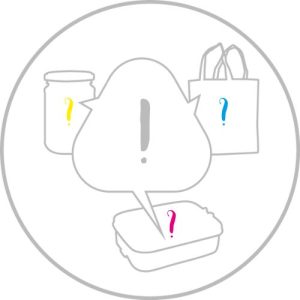 Symbolbild für Fragen und Antworten mit Frage- und Ausrufezeichen im Logo von „Einmal ohne, bitte“