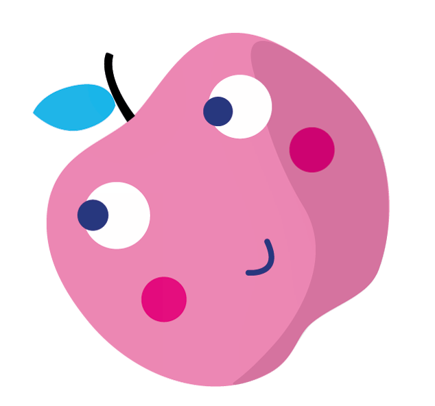 Rosa Apfel mit lächelndem Gesicht