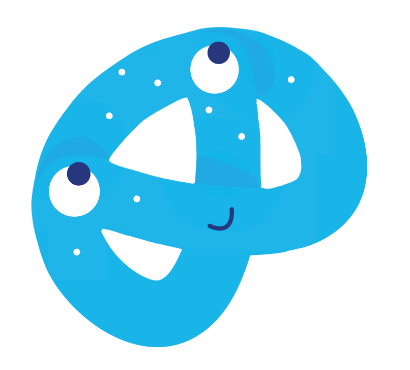 Blaue Brezel mit lächelndem Gesicht