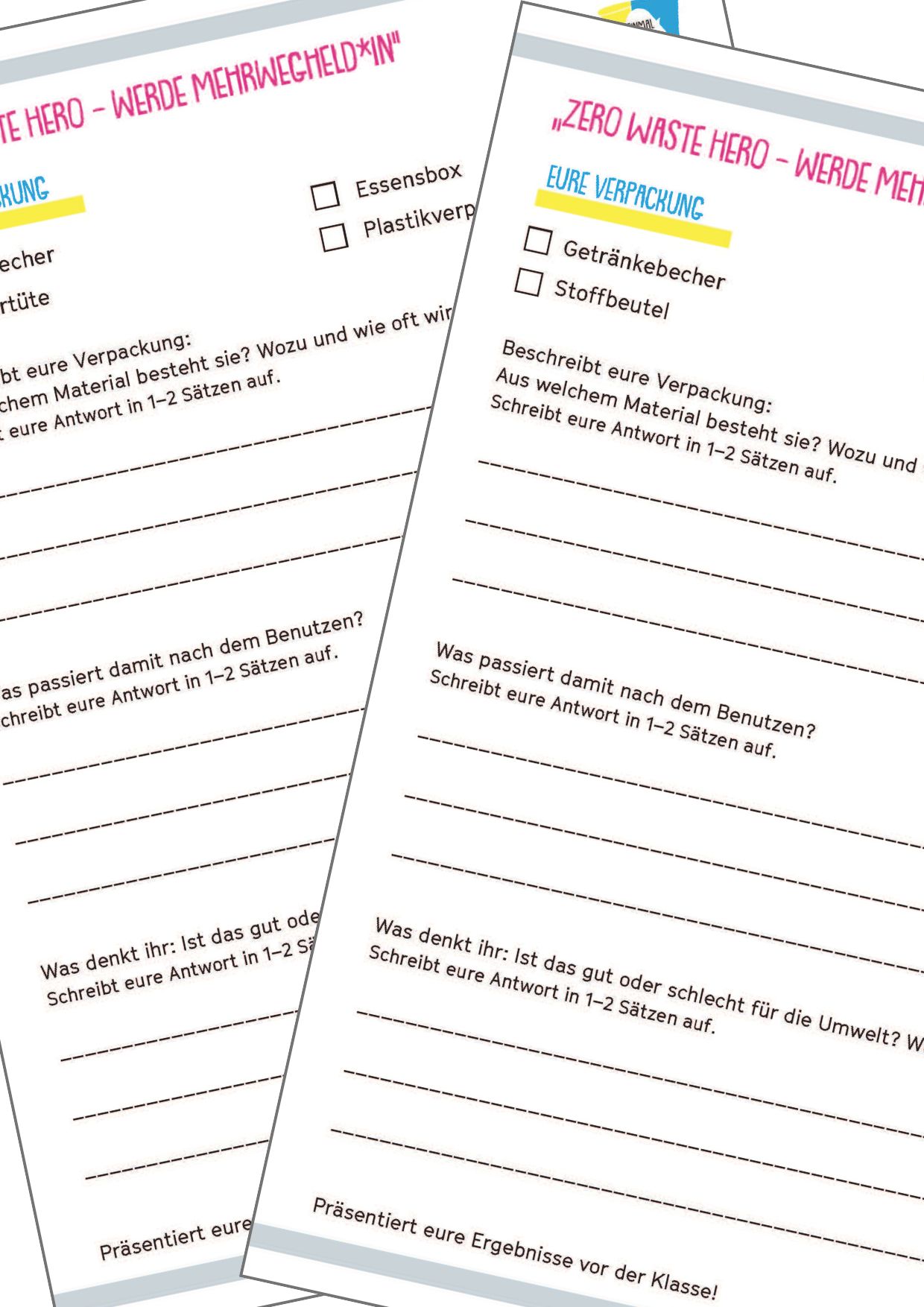 Vorschaubild der Arbeitsblätter für die Gruppenarbeit