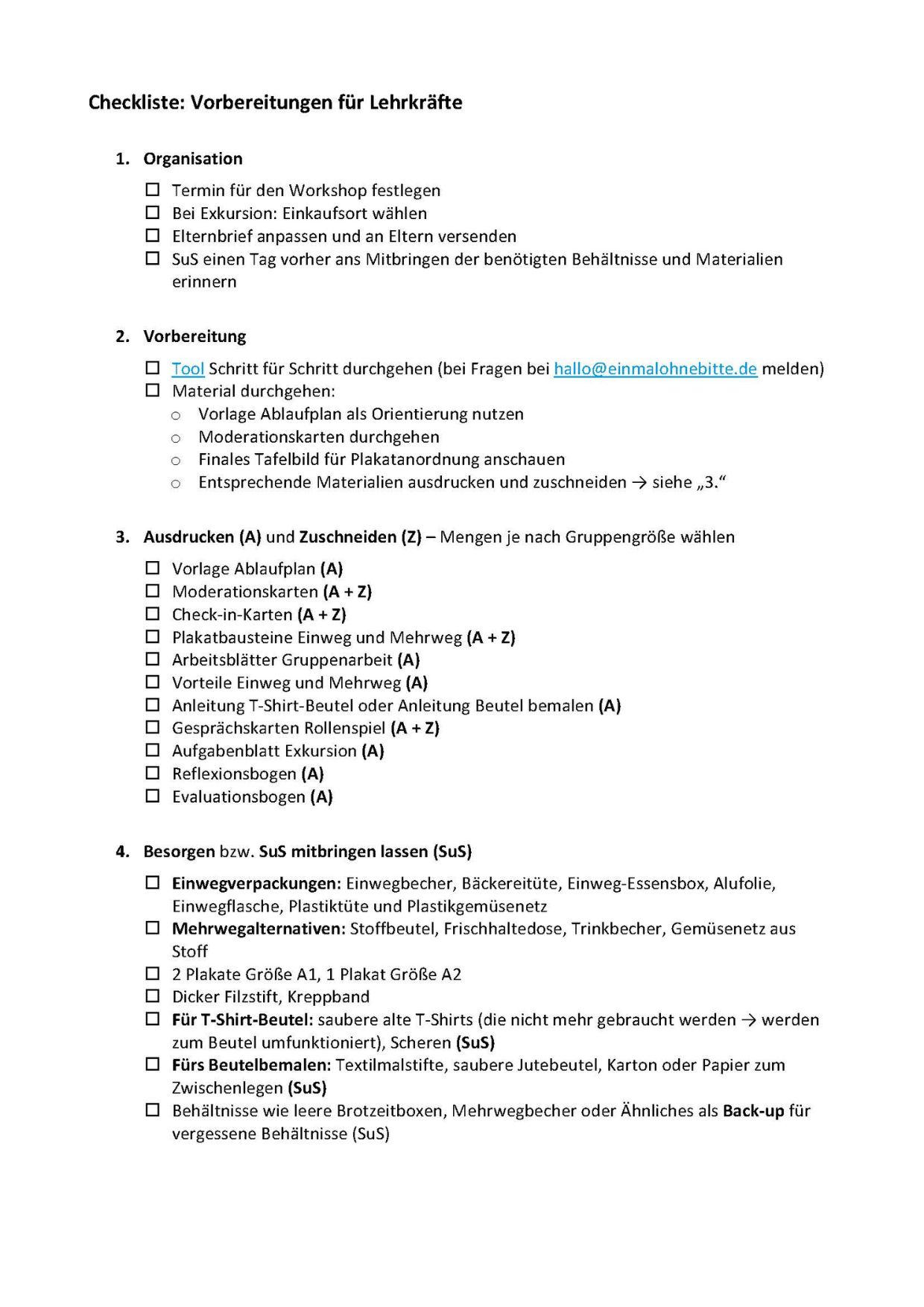Vorschaubild der Checkliste zur Workshop-Vorbereitung