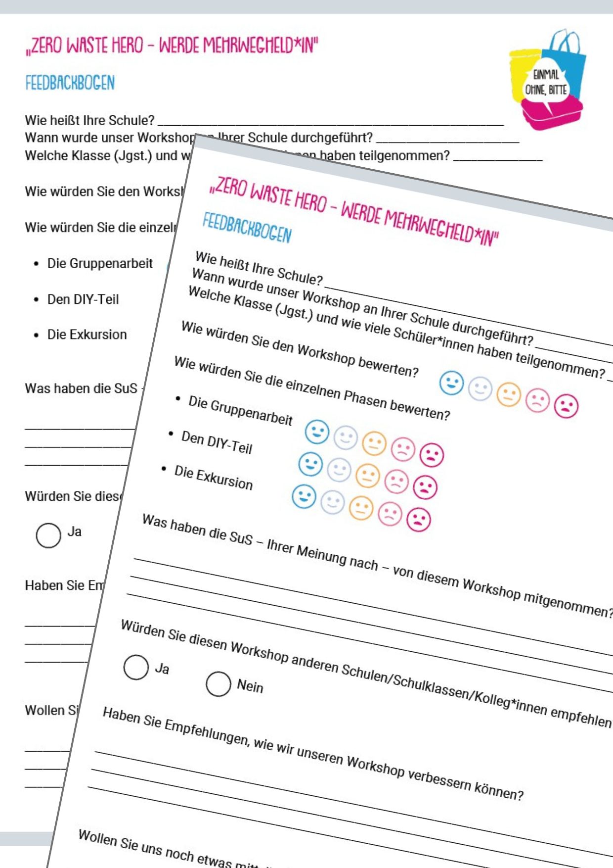 Vorschau des Evaluationsbogens für Lehrkräfte