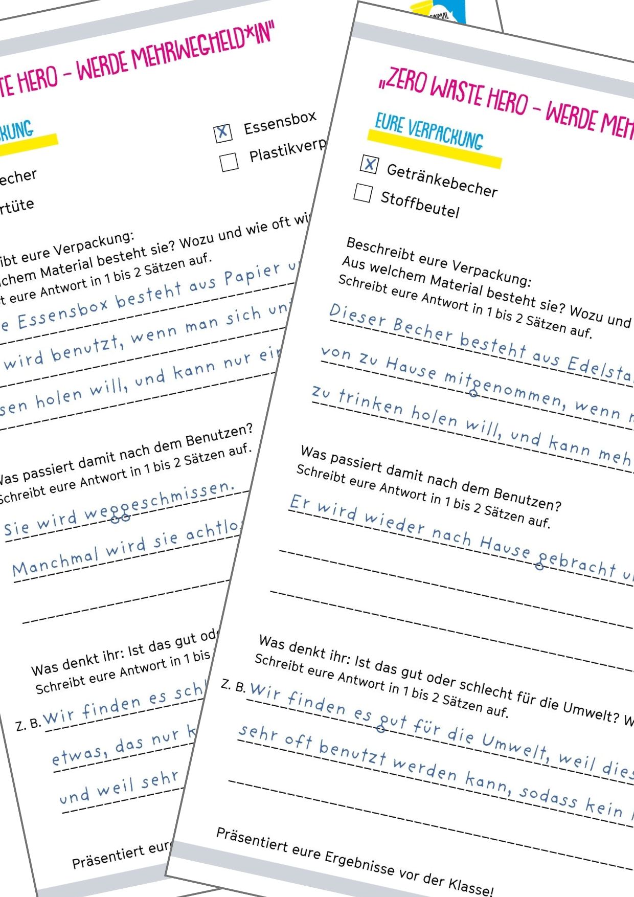 Vorschaubild der Lösungsblätter für die Gruppenarbeit