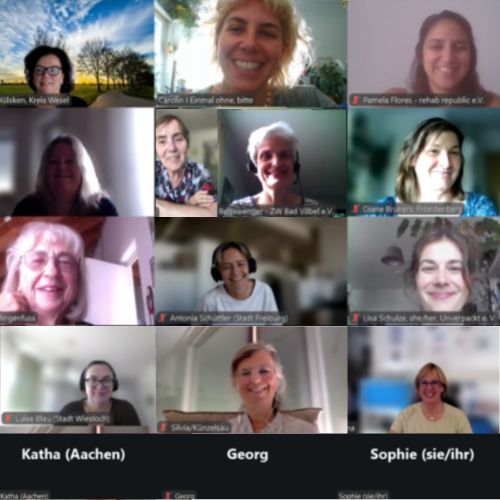 Screenshot vom Netzwerktreffen für Botschafter*innen von „Einmal ohne, “bitte am 28. Juli 2026