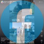 Videoausschnitt mit vier Kacheln und Städte-Hashtags hinter blauem Facebook-Logo mit Verlinkung zur Facebook-Seite von „Einmal ohne, bitte“